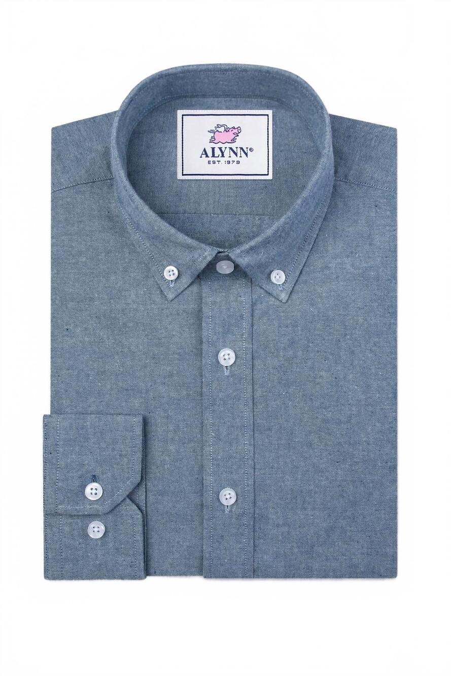 NEW ALYNN men's lucas untuckable casual fit dress shirt in blue